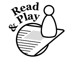 3-in-1 concept icon: read gamebook and play.