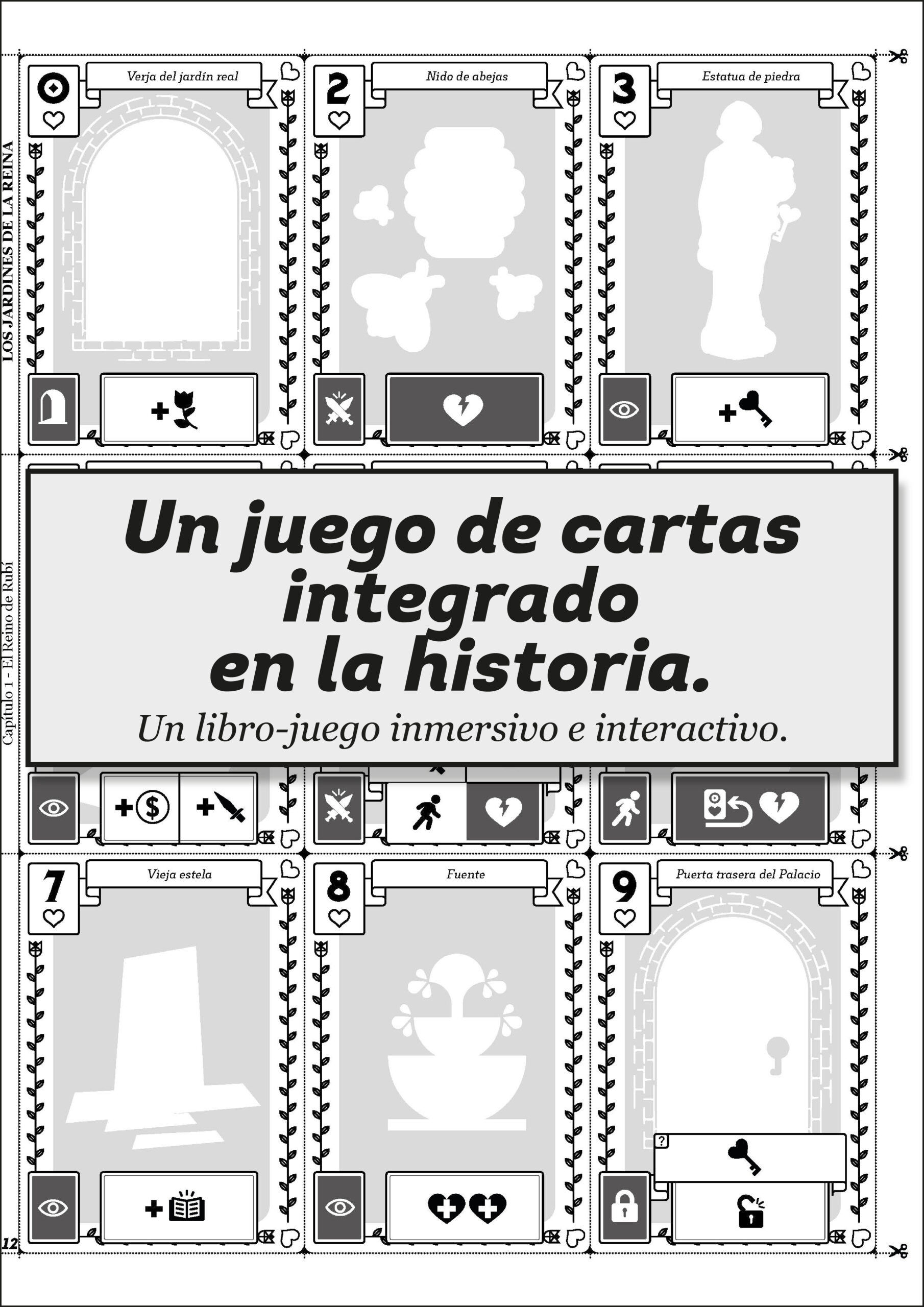 Pagina libro juego cartas integrado historia relato interactivo heroe