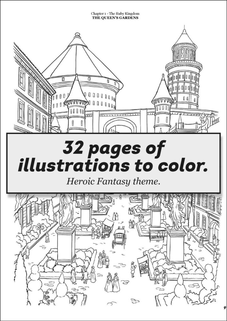 Book to Deck™ gamebook page preview revealing original heroic fantasy artwork.